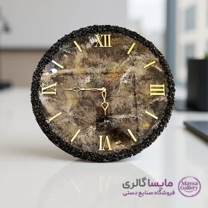 ساعت دیواری سنگی مشکی