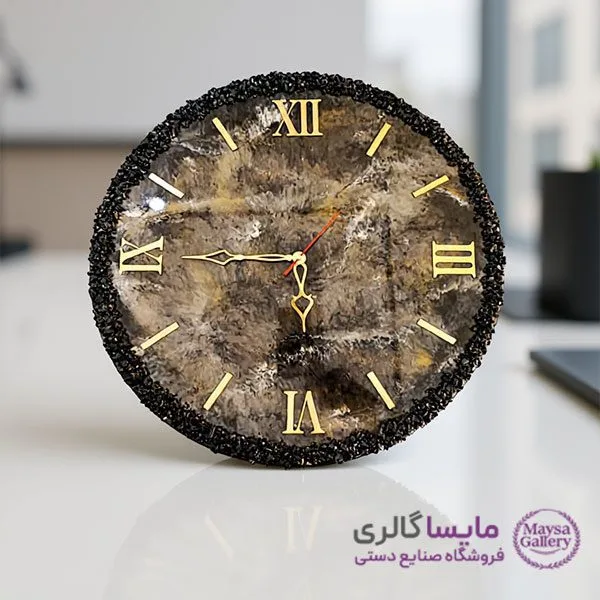 ساعت دیواری سنگی مشکی