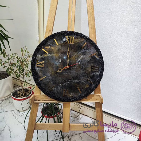 ساعت دیواری سنگی مشکی