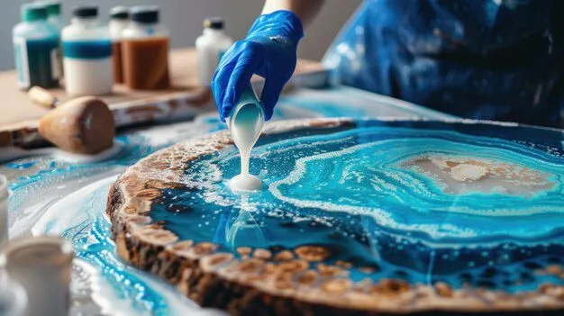 درباره ما 1 resin art creation pouring white resin into blue oceanlike epoxy 204719 45566