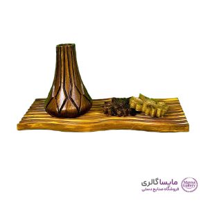 ست گل بابونه سنگ مصنوعی همراه گلدان و جاشمعی لوزی الماسی