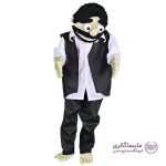 عروسک نمایشی دستی طرح حاجی با سبیل مشکی، جلیقه و دهان متحرک مناسب تئاتر